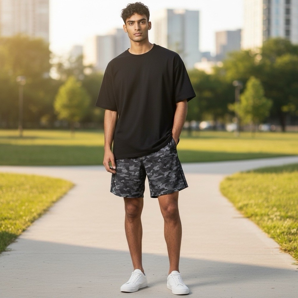 Lululemon Mens Pace Breaker 9" Shorts Variegated Black & Gray Camo  Sz 32" - 34"